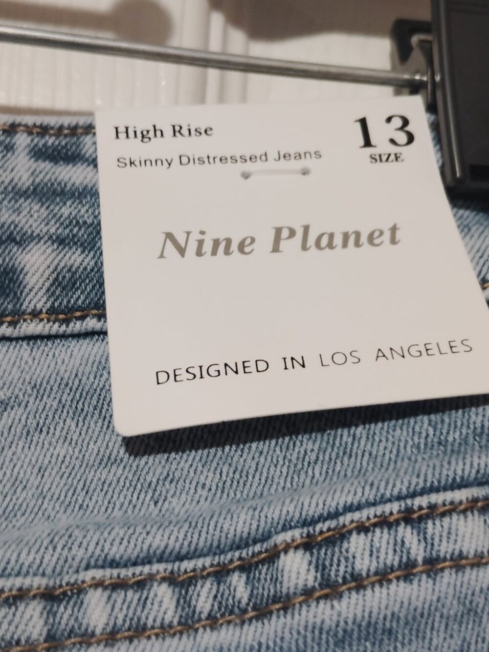 Nine Planet High Rise Skinny Destressed Jeans Size 13 Light Wash  Cotton Blend - Picture 5 of 5
